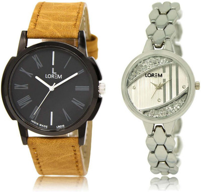 

LOREM watch19-223 Designer Silver & Black Round Boy's & Girl's Metal Bracelet & Leather Watch - For Men & Women