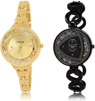 

LOREM SR-224-237 Attractive Silver & Gold Round Girl's Metal Bracelet Watch - For Women