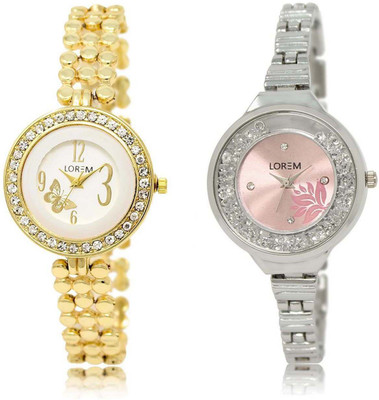 

LOREM SR-203-226 Attractive Multicolor Round Girl's Metal Bracelet Watch - For Women