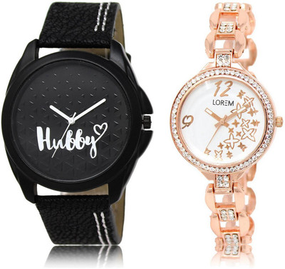 

LOREM Watch-31-210 COMBO White & Black Round Boy's & Girl's Metal Bracelet & Leather Watch - For Men & Women