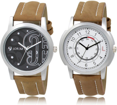 

LOREM -14-17 COMBO White & Black Round Boy's Leather Watch - For Men