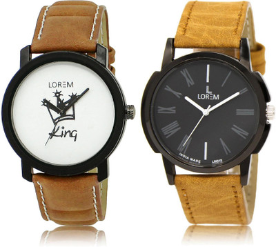 

LOREM FZ-18-19 COMBO Black & White Round Boy's Leather Watch - For Men
