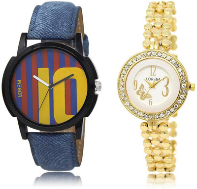

LOREM WATCH10-203 COMBO Multicolor Round Boy's & Girl's Metal Bracelet & Leather Watch - For Men & Women