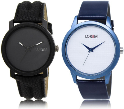 

LOREM Watch-21-33 COMBO White & Black Round Boy's Leather Watch - For Men