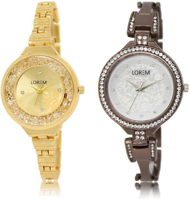 

LOREM Watch-224-236 COMBO Silver & Gold Round Girl's Metal Bracelet Watch - For Women