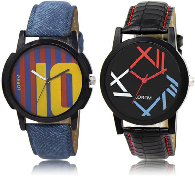 

LOREM SR-10-12 Attractive Multicolor Round Boy's Leather Watch - For Men