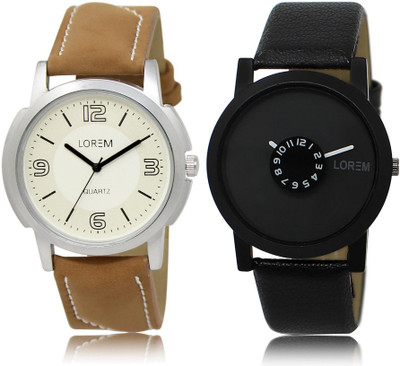 

LOREM Watch-16-25 COMBO Black & White Round Boy's Leather Watch - For Men