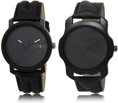 

LOREM SR-21-22 Attractive Black Round Boy's Leather Watch - For Men