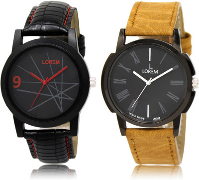 

LOREM Watch-8-19 COMBO Black Round Boy's Leather Watch - For Men