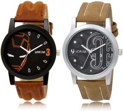 

LOREM SR-4-14 Attractive Black Round Boy's Leather Watch - For Men