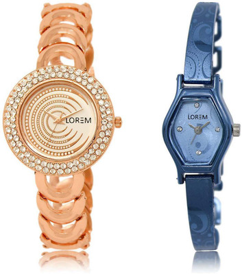 

LOREM Watch-202-218 Attractive Multicolor Contemporary & Round Girl's Metal Bracelet Watch - For Women
