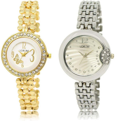 

LOREM watch203-227 Designer Multicolor Round Girl's Metal Bracelet Watch - For Women