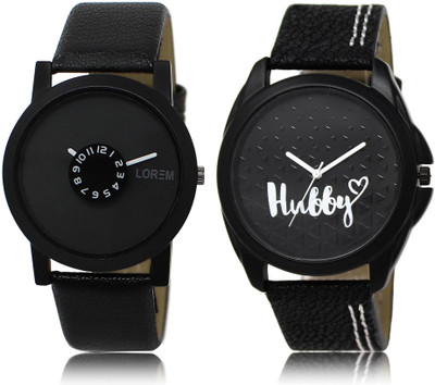 

LOREM watch25-31 COMBO Black Round Boy's Leather Watch - For Men