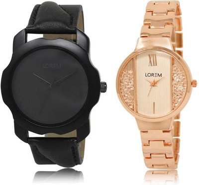 

LOREM watch-22-217 Designer White & Black Round Boy's & Girl's Metal Bracelet & Leather Watch - For Men & Women