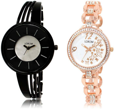 

LOREM Watch-210-212 Designer Multicolor Round Girl's Metal Bracelet Watch - For Women