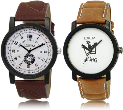 

LOREM Watch-11-18 COMBO Multicolor Round Boy's Leather Watch - For Men