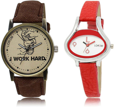 

LOREM OM-29-206 Designer White & Grey Oval & Round Boy's & Girl's Leather Watch - For Men & Women