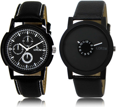 

LOREM SR-13-25 Attractive Black Round Boy's Leather Watch - For Men