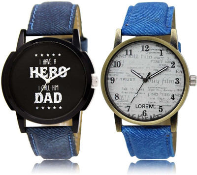 

LOREM SR-7-28 Attractive White & Black Round Boy's Leather Watch - For Men