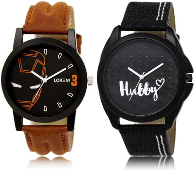 

LOREM SR-4-31 Attractive Black Round Boy's Leather Watch - For Men