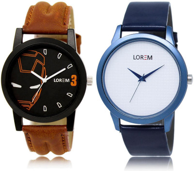 

LOREM FZ-4-33 COMBO White & Black Round Boy's Leather Watch - For Men