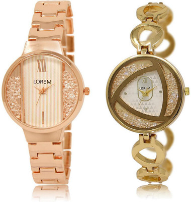 

LOREM watch-217-239 COMBO Silver & White Round Girl's Metal Bracelet Watch - For Women