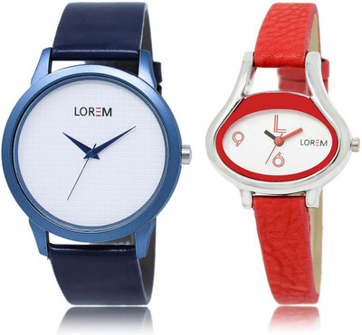 

LOREM OM-33-206 Designer White Oval & Round Boy's & Girl's Leather Watch - For Men & Women