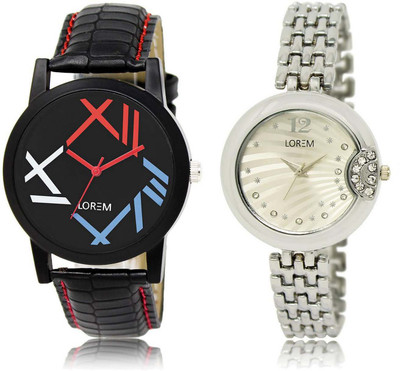 

LOREM watch12-227 Designer Multicolor Round Boy's & Girl's Metal Bracelet & Leather Watch - For Men & Women