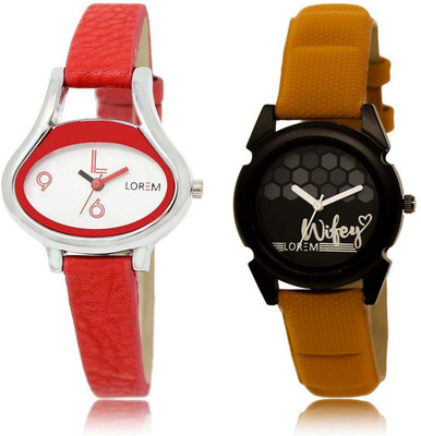 

LOREM Watch-206-235 Designer Black & White Round & Oval Girl's Leather Watch - For Women