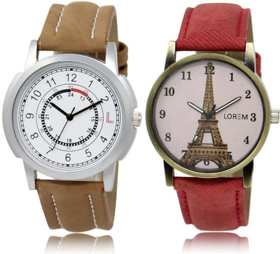 

LOREM SR-17-230 Attractive White Round Boy's & Girl's Leather Watch - For Men & Women