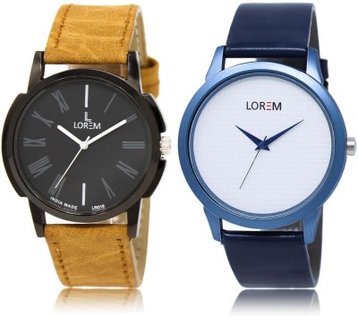 

LOREM SR-19-33 Attractive White & Black Round Boy's Leather Watch - For Men