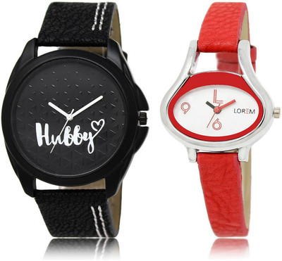 

LOREM Watch-31-206 COMBO White & Black Oval & Round Boy's & Girl's Leather Watch - For Men & Women