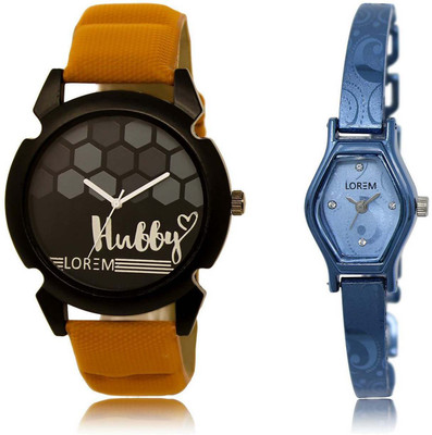 

LOREM SR-32-218 Attractive Blue & Black Contemporary & Round Boy's & Girl's Metal Bracelet & Leather Watch - For Men & Women