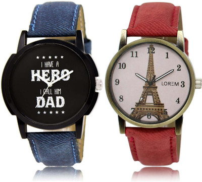 

LOREM SR-7-230 Attractive White & Black Round Boy's & Girl's Leather Watch - For Men & Women