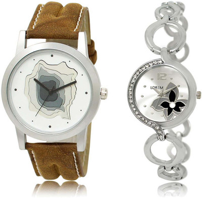 

LOREM watch-9-231 Designer Silver & White Round Boy's & Girl's Metal Bracelet & Leather Watch - For Men & Women
