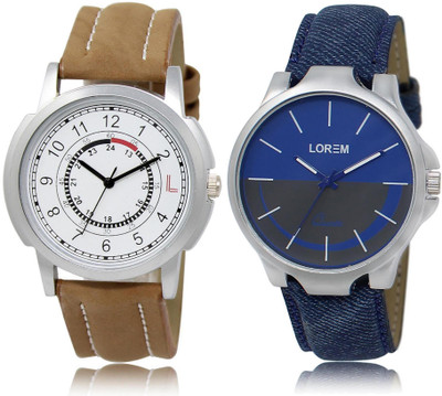 

LOREM Watch-17-24 COMBO Blue & White Round Boy's Leather Watch - For Men