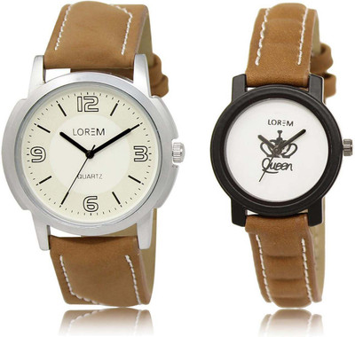 

LOREM Watch-16-209 Designer White Round Boy's & Girl's Leather Watch - For Men & Women