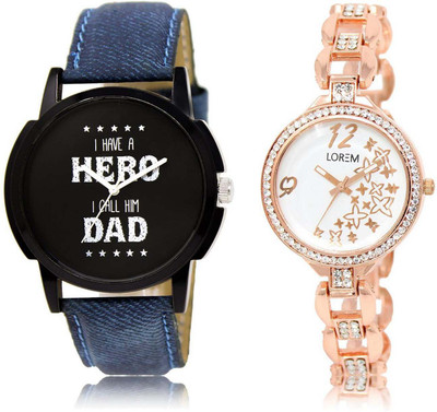 

LOREM OM-7-210 Designer White & Black Round Boy's & Girl's Metal Bracelet & Leather Watch - For Men & Women