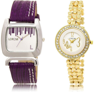 

LOREM Watch-203-207 COMBO Multicolor Round & Square Girl's Metal Bracelet & Leather Watch - For Women