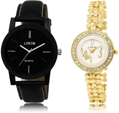 

LOREM WATCH-5-203 Designer Multicolor Round Boy's & Girl's Metal Bracelet & Leather Watch - For Men & Women