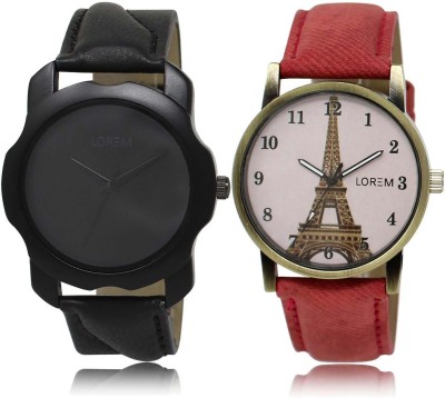 

LOREM Watch-22-230 Designer White & Black Round Boy's & Girl's Leather Watch - For Men & Women