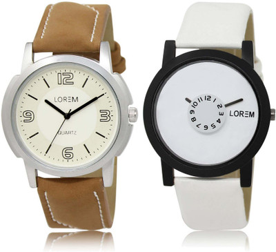 

LOREM watch16-26 Attractive White Round Boy's Leather Watch - For Men
