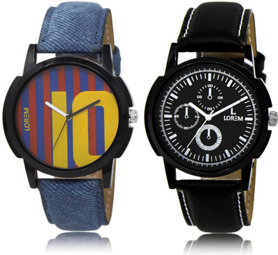 

LOREM Watch-10-13 COMBO Multicolor Round Boy's Leather Watch - For Men