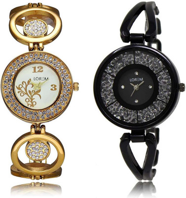 

LOREM SR-204-211 Attractive Multicolor Round Girl's Metal Bracelet Watch - For Women