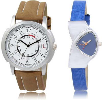 

LOREM watch Blue & White Triangle & Round Boy's & Girl's Leather Watch - For Men