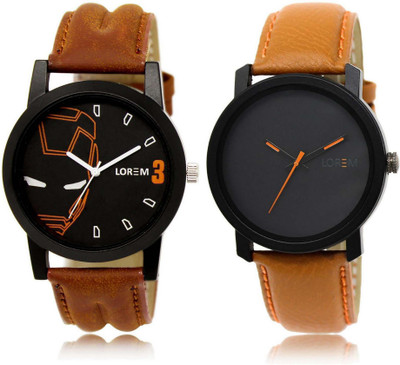 

LOREM watch-4-20 Designer Black Round Boy's Leather Watch - For Men