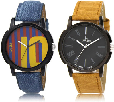 

LOREM watch10-19 COMBO Multicolor Round Boy's Leather Watch - For Men
