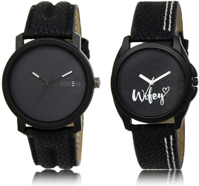 

LOREM watch-21-234 Designer Black Round Boy's & Girl's Leather Watch - For Men & Women
