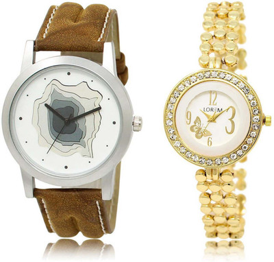 

LOREM watch-9-203 Designer Multicolor Round Boy's & Girl's Metal Bracelet & Leather Watch - For Men & Women