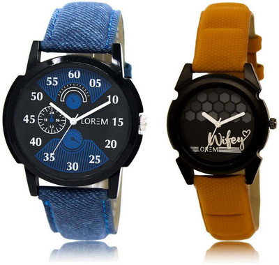 

LOREM SR-2-235 Attractive Black Round Boy's & Girl's Leather Watch - For Men & Women